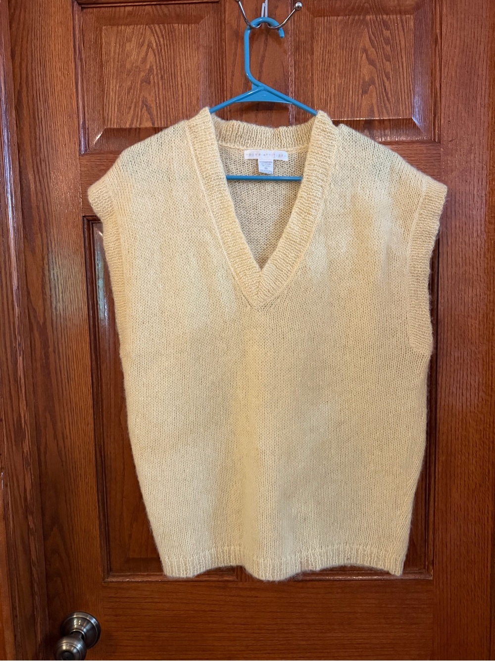 Young Attitudes Medium Mohair Blend Pullover V Neck Yellow Knitted Vest